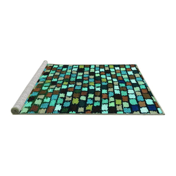 Sideview of Machine Washable Abstract Turquoise Modern Area Rugs, wshabs960turq