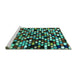 Sideview of Machine Washable Abstract Turquoise Modern Area Rugs, wshabs960turq