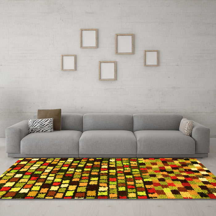 Machine Washable Abstract Yellow Modern Rug in a Living Room, wshabs960yw