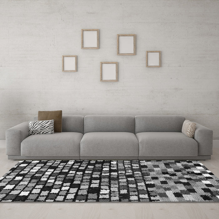 Machine Washable Abstract Gray Modern Rug in a Living Room,, wshabs960gry