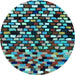 Round Machine Washable Abstract Light Blue Modern Rug, wshabs960lblu