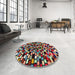 Round Abstract Red Modern Rug in a Office, abs960