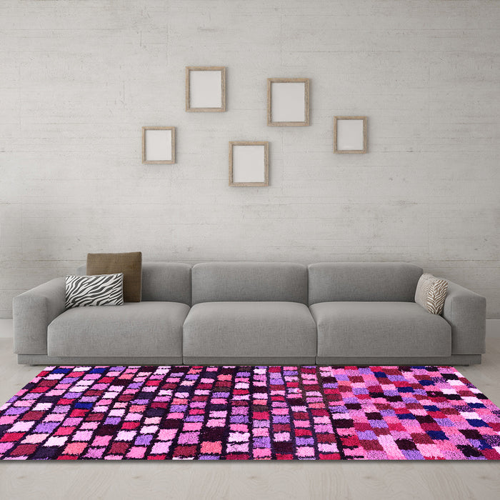 Machine Washable Abstract Pink Modern Rug in a Living Room, wshabs960pnk