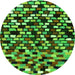 Round Machine Washable Abstract Green Modern Area Rugs, wshabs960grn