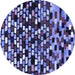 Round Machine Washable Abstract Blue Modern Rug, wshabs960blu