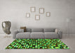 Machine Washable Abstract Green Modern Area Rugs in a Living Room,, wshabs960grn