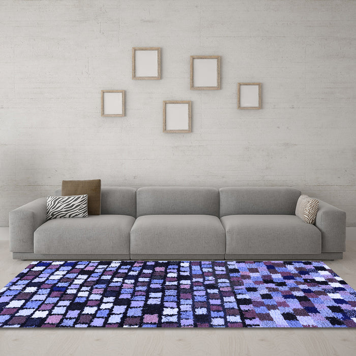 Machine Washable Abstract Blue Modern Rug in a Living Room, wshabs960blu