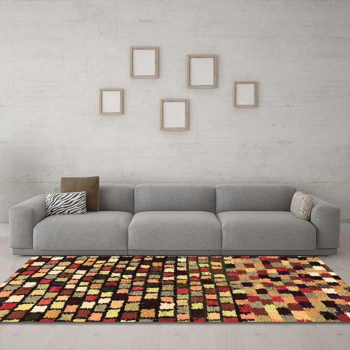 Machine Washable Abstract Brown Modern Rug in a Living Room,, wshabs960brn