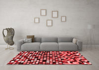 Machine Washable Abstract Red Modern Rug, wshabs960red