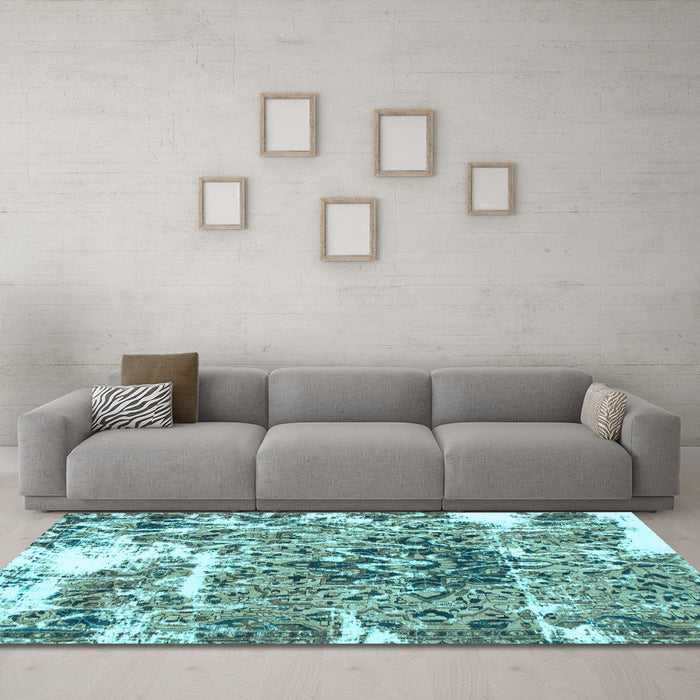 Machine Washable Abstract Light Blue Modern Rug in a Living Room, wshabs961lblu