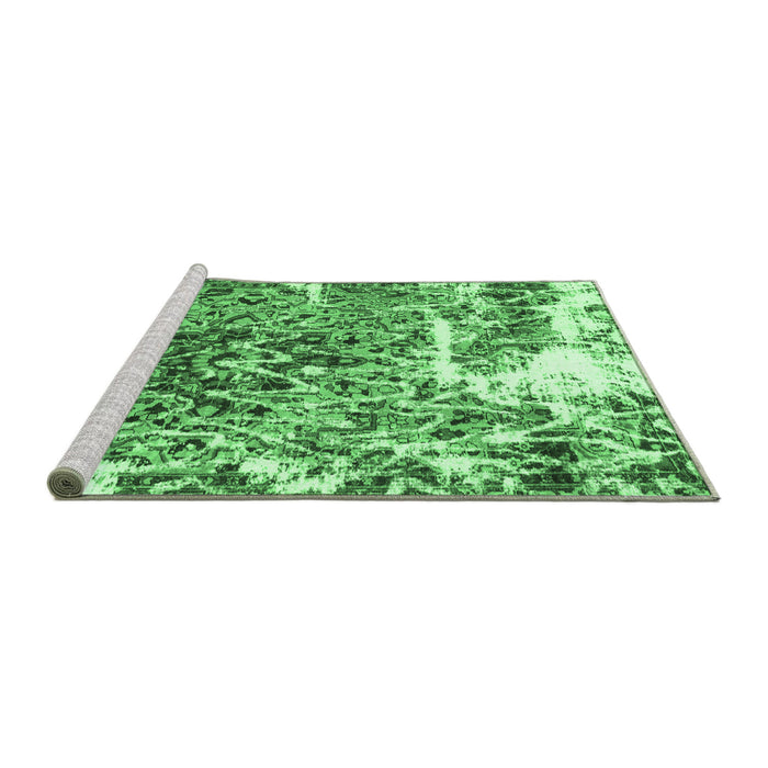 Sideview of Machine Washable Abstract Emerald Green Modern Area Rugs, wshabs961emgrn