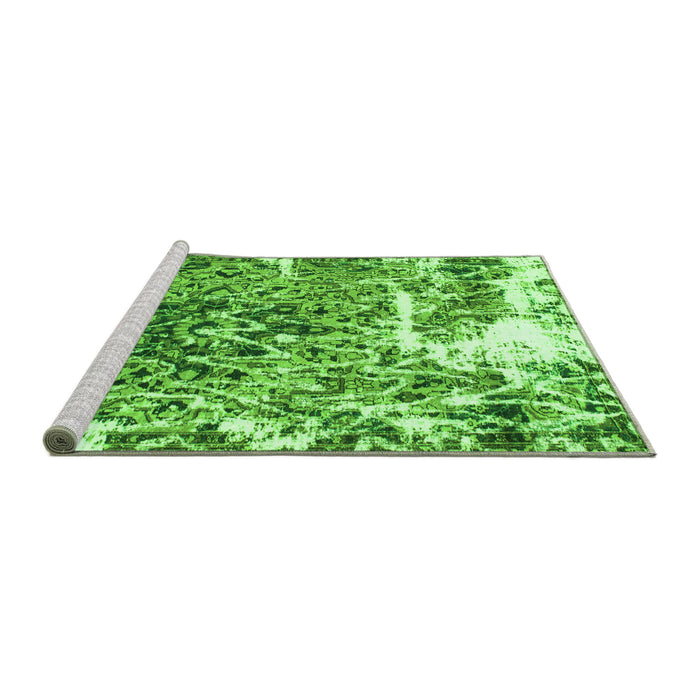 Sideview of Machine Washable Abstract Green Modern Area Rugs, wshabs961grn