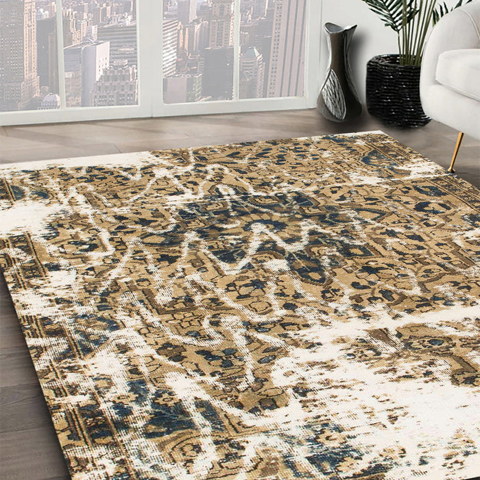 Machine Washable Abstract Brown Rug in a Family Room, wshabs961
