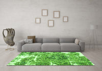 Machine Washable Abstract Green Modern Rug, wshabs961grn