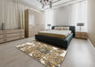 Abstract Brown Modern Rug in a Bedroom, abs961