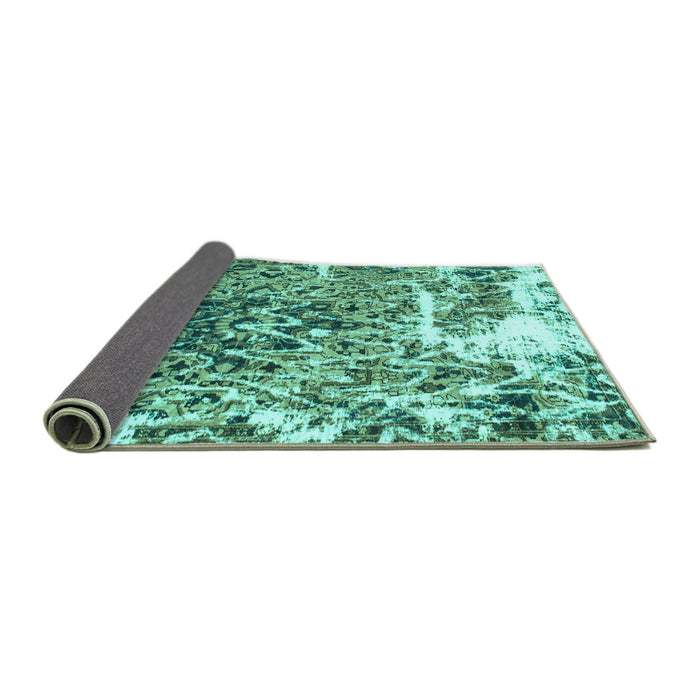 Sideview of Abstract Turquoise Modern Rug, abs961turq