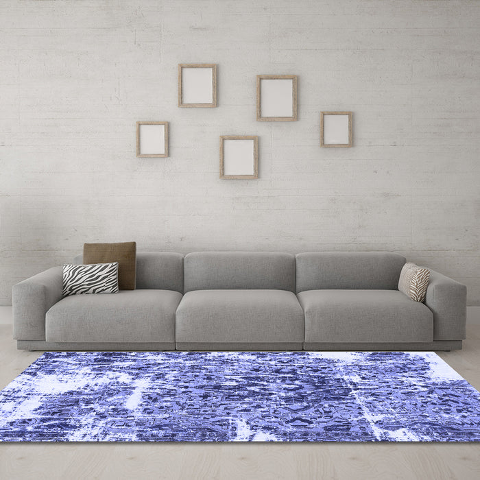 Machine Washable Abstract Blue Modern Rug in a Living Room, wshabs961blu
