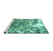 Sideview of Machine Washable Abstract Turquoise Modern Area Rugs, wshabs961turq