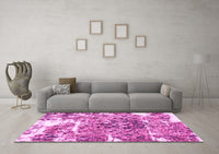 Machine Washable Abstract Pink Modern Rug, wshabs961pnk