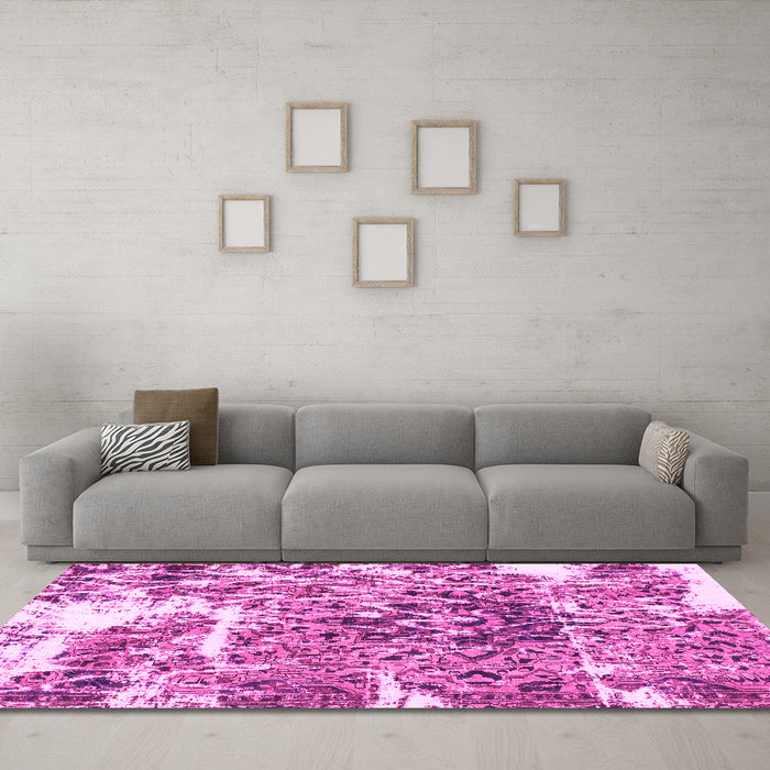 Machine Washable Abstract Pink Modern Rug in a Living Room, wshabs961pnk