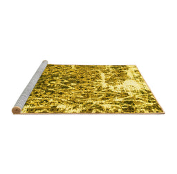 Sideview of Machine Washable Abstract Yellow Modern Rug, wshabs961yw