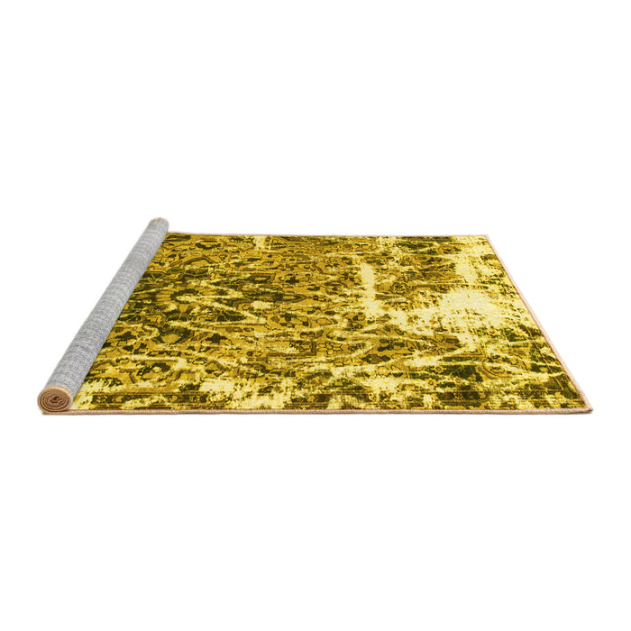 Sideview of Machine Washable Abstract Yellow Modern Rug, wshabs961yw