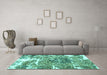 Machine Washable Abstract Turquoise Modern Area Rugs in a Living Room,, wshabs961turq