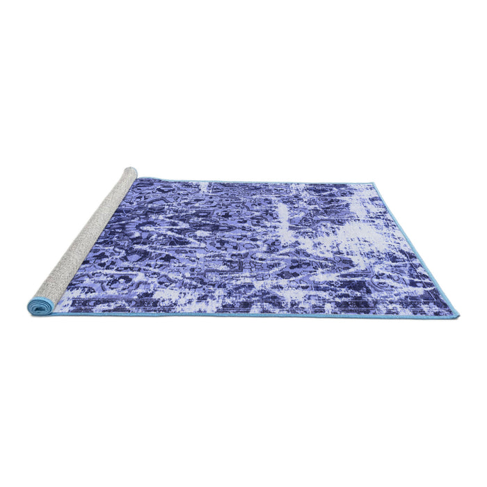 Sideview of Machine Washable Abstract Blue Modern Rug, wshabs961blu