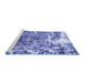 Sideview of Machine Washable Abstract Blue Modern Rug, wshabs961blu