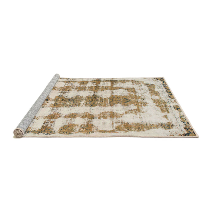 Sideview of Machine Washable Abstract Wheat Beige Rug, wshabs962