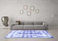 Machine Washable Abstract Blue Modern Rug, wshabs962blu