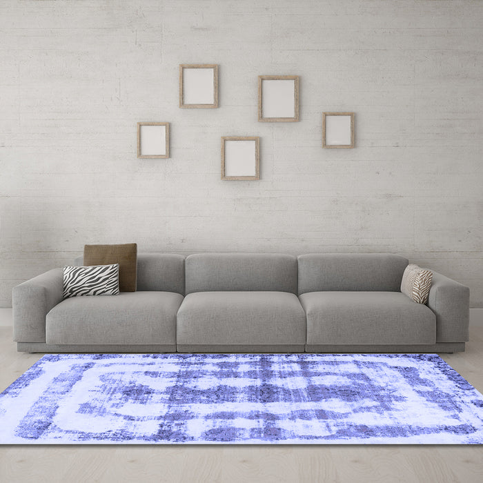 Machine Washable Abstract Blue Modern Rug in a Living Room, wshabs962blu