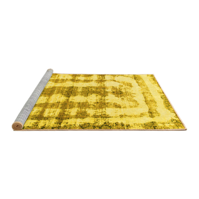 Sideview of Machine Washable Abstract Yellow Modern Rug, wshabs962yw