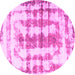 Round Machine Washable Abstract Pink Modern Rug, wshabs962pnk