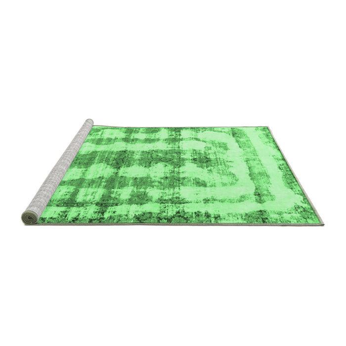 Sideview of Machine Washable Abstract Emerald Green Modern Area Rugs, wshabs962emgrn