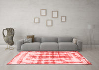 Machine Washable Abstract Red Modern Rug, wshabs962red