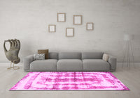 Machine Washable Abstract Pink Modern Rug, wshabs962pnk