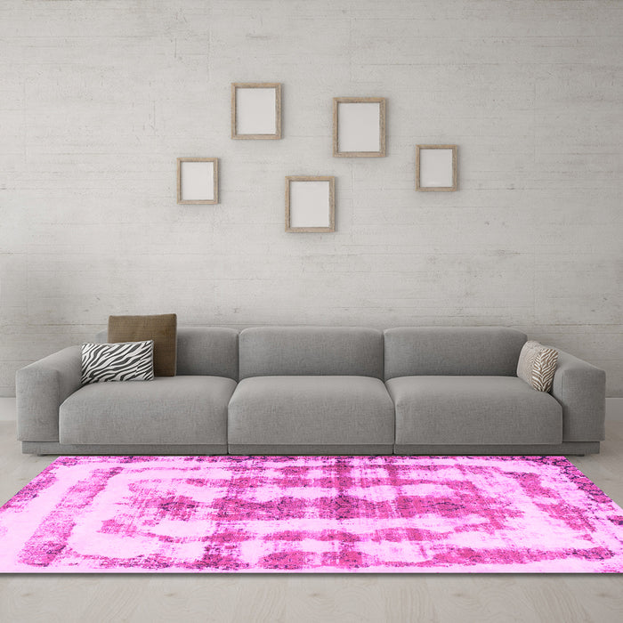 Machine Washable Abstract Pink Modern Rug in a Living Room, wshabs962pnk