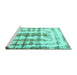 Sideview of Machine Washable Abstract Turquoise Modern Area Rugs, wshabs962turq