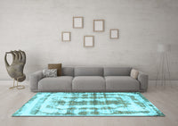 Machine Washable Abstract Light Blue Modern Rug, wshabs962lblu