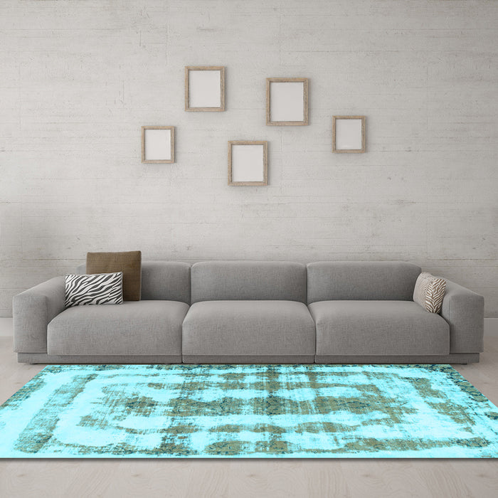 Machine Washable Abstract Light Blue Modern Rug in a Living Room, wshabs962lblu