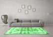 Machine Washable Abstract Emerald Green Modern Area Rugs in a Living Room,, wshabs962emgrn