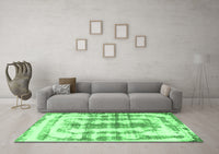 Machine Washable Abstract Emerald Green Modern Rug, wshabs962emgrn