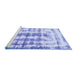 Sideview of Machine Washable Abstract Blue Modern Rug, wshabs962blu