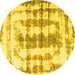 Round Abstract Yellow Modern Rug, abs962yw