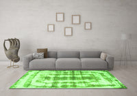 Machine Washable Abstract Green Modern Rug, wshabs962grn