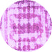 Round Machine Washable Abstract Purple Modern Area Rugs, wshabs962pur