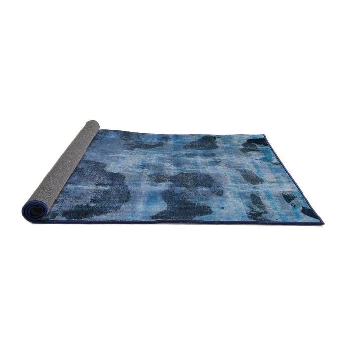 Sideview of Abstract Iceberg Blue Persian Rug, abs963
