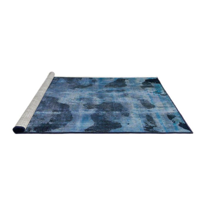 Sideview of Machine Washable Abstract Iceberg Blue Rug, wshabs963