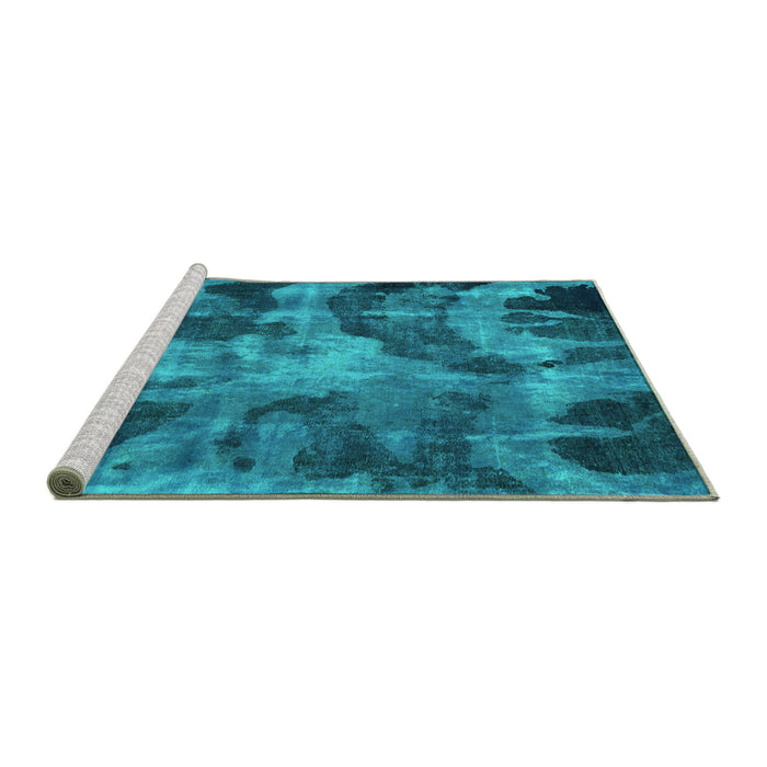 Sideview of Machine Washable Persian Turquoise Bohemian Area Rugs, wshabs963turq